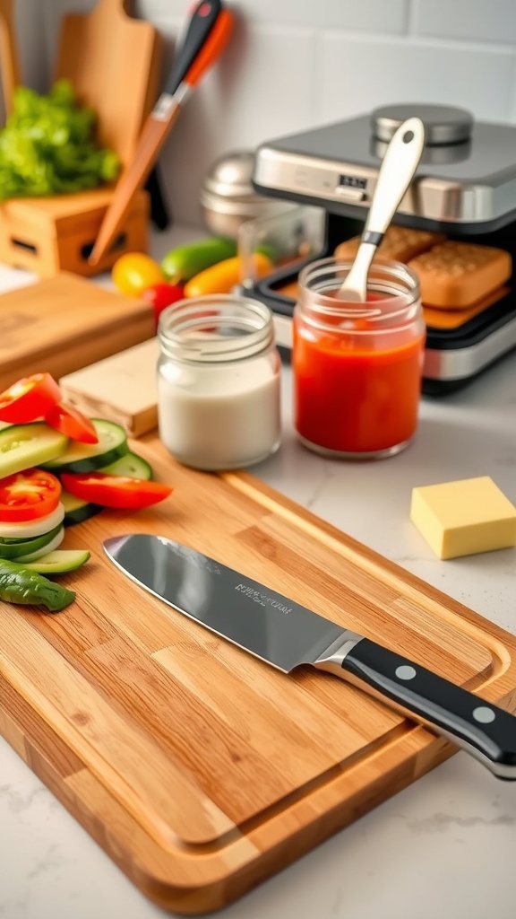Essential sandwich utensils including a chef